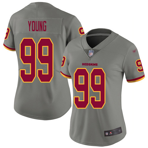 Nike Redskins #99 Chase Young Gray Women's Stitched NFL Limited Inverted Legend Jersey