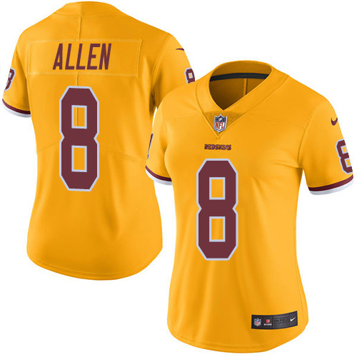 Nike Redskins #8 Kyle Allen Gold Women's Stitched NFL Limited Rush Jersey