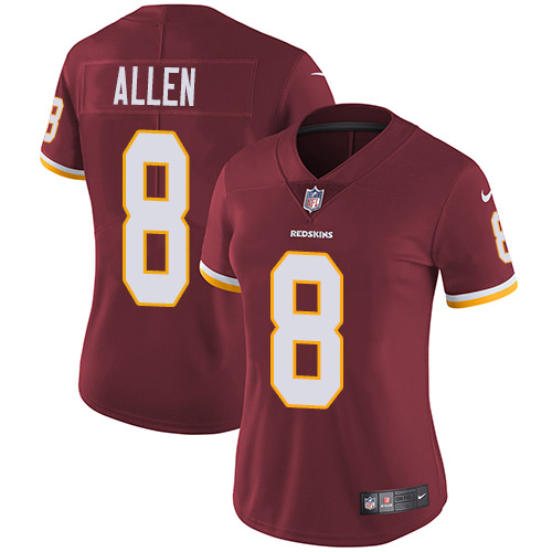 Nike Redskins #8 Kyle Allen Burgundy Red Team Color Women's Stitched NFL Vapor Untouchable Limited Jersey