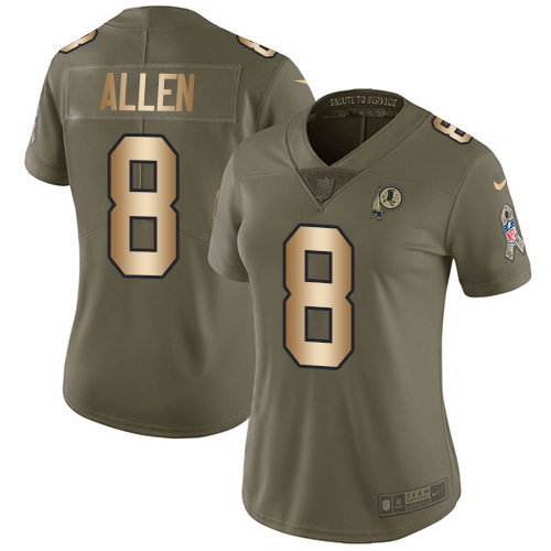Nike Redskins #8 Kyle Allen Olive/Gold Women's Stitched NFL Limited 2017 Salute To Service Jersey