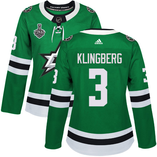 Adidas Stars #3 John Klingberg Green Home Authentic Women's 2020 Stanley Cup Final Stitched NHL Jersey