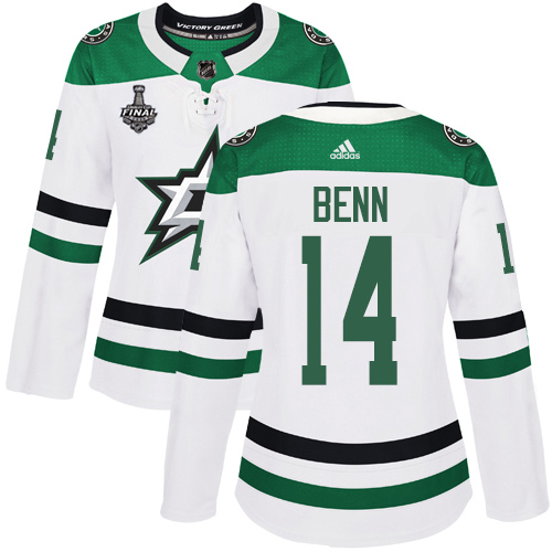Adidas Stars #14 Jamie Benn White Road Authentic Women's 2020 Stanley Cup Final Stitched NHL Jersey