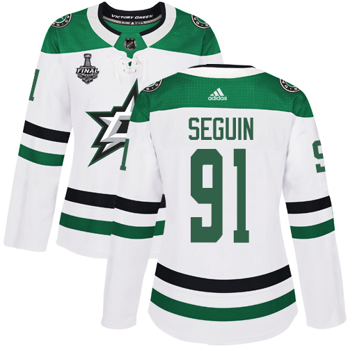 Adidas Stars #91 Tyler Seguin White Road Authentic Women's 2020 Stanley Cup Final Stitched NHL Jersey