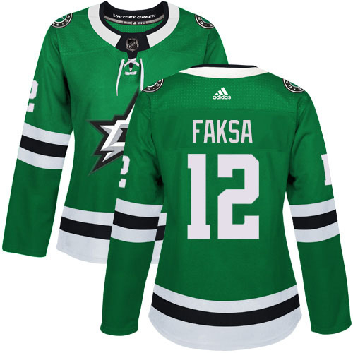 Adidas Stars #12 Radek Faksa Green Home Authentic Women's Stitched NHL Jersey