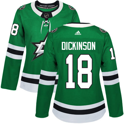 Adidas Stars #18 Jason Dickinson Green Home Authentic Women's Stitched NHL Jersey