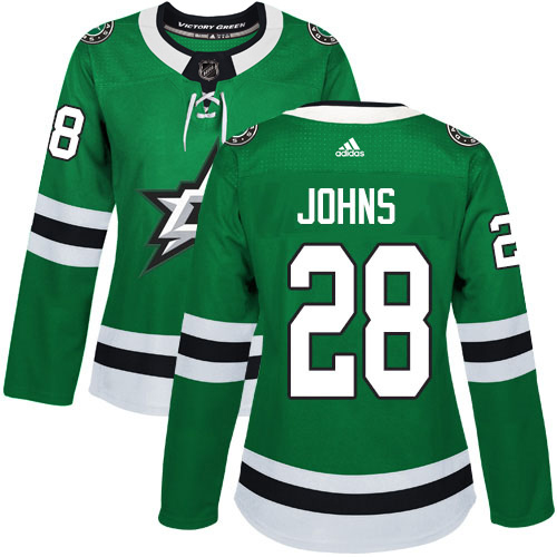 Adidas Stars #28 Stephen Johns Green Home Authentic Women's Stitched NHL Jersey
