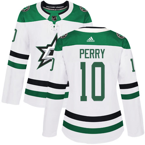 Adidas Stars #10 Corey Perry White Road Authentic Women's Stitched NHL Jersey