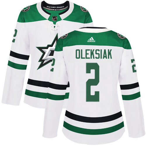 Adidas Stars #2 Jamie Oleksiak White Road Authentic Women's Stitched NHL Jersey
