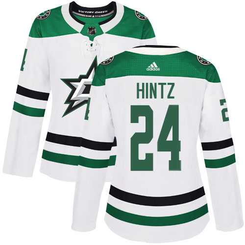Adidas Stars #24 Roope Hintz White Road Authentic Women's Stitched NHL Jersey