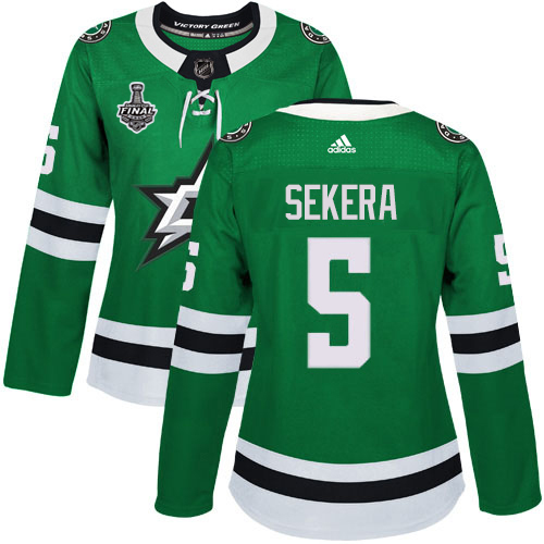 Adidas Stars #5 Andrej Sekera Green Home Authentic Women's 2020 Stanley Cup Final Stitched NHL Jersey