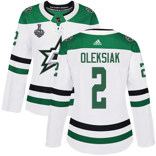 Adidas Stars #2 Jamie Oleksiak White Road Authentic Women's 2020 Stanley Cup Final Stitched NHL Jersey