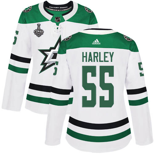 Adidas Stars #55 Thomas Harley White Road Authentic Women's 2020 Stanley Cup Final Stitched NHL Jersey