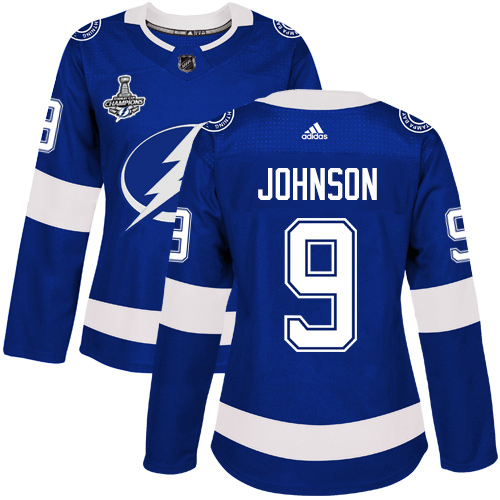 Adidas Lightning #9 Tyler Johnson Blue Home Authentic Women's 2020 Stanley Cup Final Stitched NHL Jersey