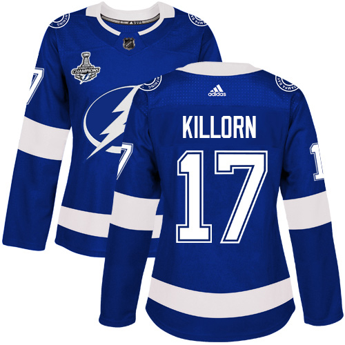 Adidas Lightning #17 Alex Killorn Blue Home Authentic Women's 2020 Stanley Cup Champions Stitched NHL Jersey