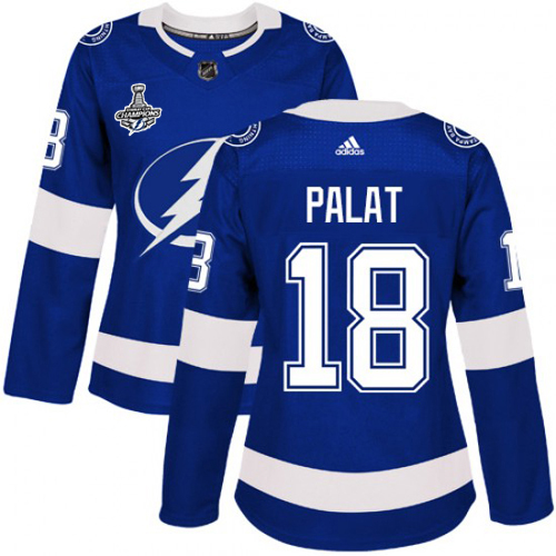 Adidas Lightning #18 Ondrej Palat Blue Home Authentic Women's 2020 Stanley Cup Champions Stitched NHL Jersey