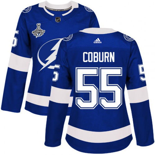 Adidas Lightning #55 Braydon Coburn Blue Home Authentic Women's 2020 Stanley Cup Final Stitched NHL Jersey
