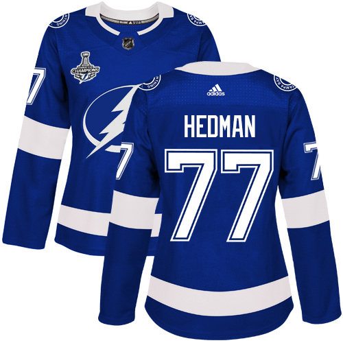 Adidas Lightning #77 Victor Hedman Blue Home Authentic Women's 2020 Stanley Cup Champions Stitched NHL Jersey