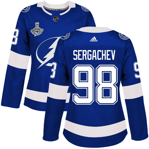 Adidas Lightning #98 Mikhail Sergachev Blue Home Authentic Women's 2020 Stanley Cup Champions Stitched NHL Jersey