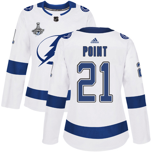 Adidas Lightning #21 Brayden Point White Road Authentic Women's 2020 Stanley Cup Final Stitched NHL Jersey
