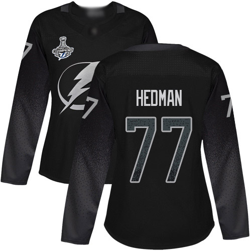 Adidas Lightning #77 Victor Hedman Black Alternate Authentic Women's 2020 Stanley Cup Champions Stitched NHL Jersey