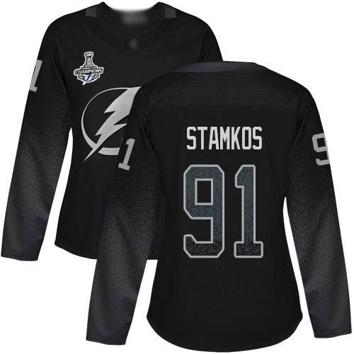 Adidas Lightning #91 Steven Stamkos Black Alternate Authentic Women's 2020 Stanley Cup Final Stitched NHL Jersey