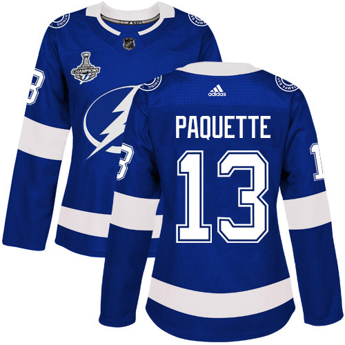 Adidas Lightning #13 Cedric Paquette Blue Home Authentic Women's 2020 Stanley Cup Champions Stitched NHL Jersey