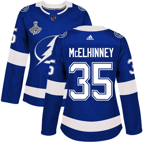 Adidas Lightning #35 Curtis McElhinney Blue Home Authentic Women's 2020 Stanley Cup Champions Stitched NHL Jersey