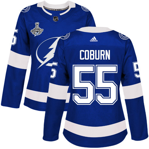 Adidas Lightning #55 Braydon Coburn Blue Home Authentic Women's 2020 Stanley Cup Champions Stitched NHL Jersey