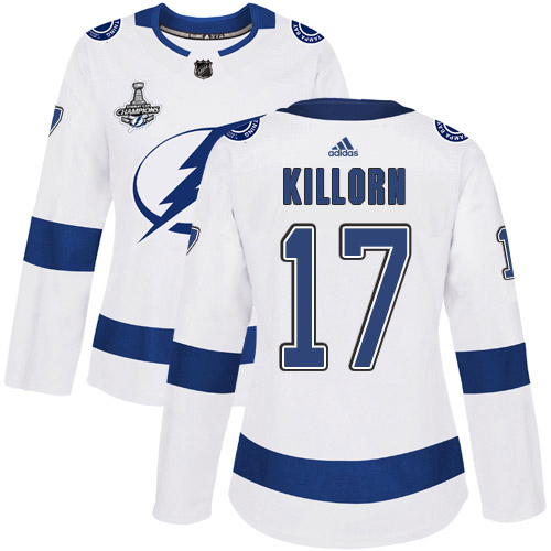 Adidas Lightning #17 Alex Killorn White Road Authentic Women's 2020 Stanley Cup Champions Stitched NHL Jersey
