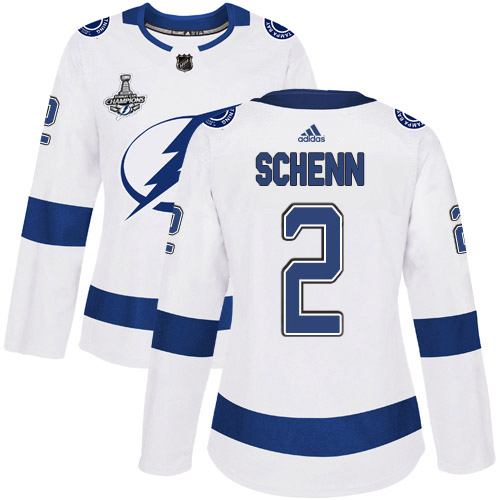 Adidas Lightning #2 Luke Schenn White Road Authentic Women's 2020 Stanley Cup Champions Stitched NHL Jersey