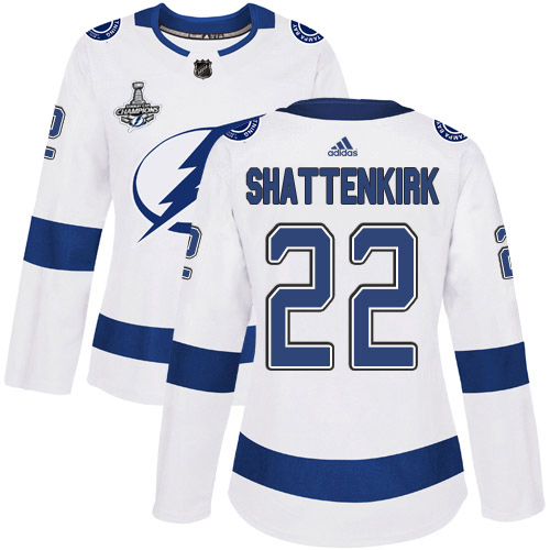 Adidas Lightning #22 Kevin Shattenkirk White Road Authentic Women's 2020 Stanley Cup Champions Stitched NHL Jersey