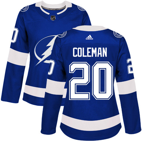 Adidas Lightning #20 Blake Coleman Blue Home Authentic Women's Stitched NHL Jersey