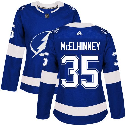 Adidas Lightning #35 Curtis McElhinney Blue Home Authentic Women's Stitched NHL Jersey