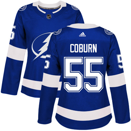 Adidas Lightning #55 Braydon Coburn Blue Home Authentic Women's Stitched NHL Jersey