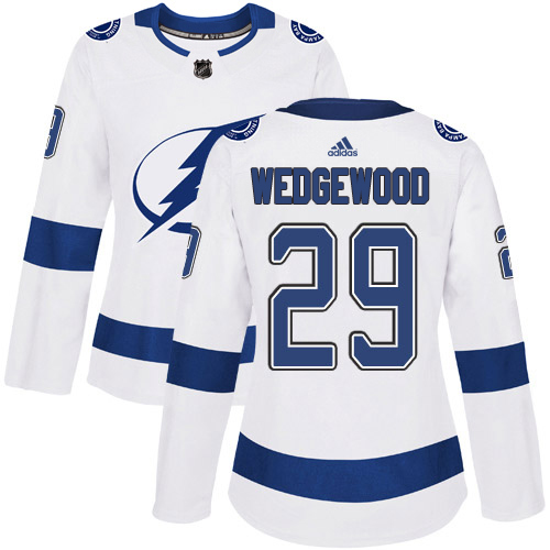 Adidas Lightning #29 Scott Wedgewood White Road Authentic Women's Stitched NHL Jersey
