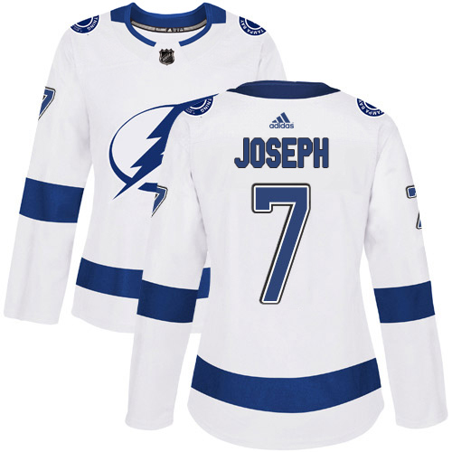 Adidas Lightning #7 Mathieu Joseph White Road Authentic Women's Stitched NHL Jersey