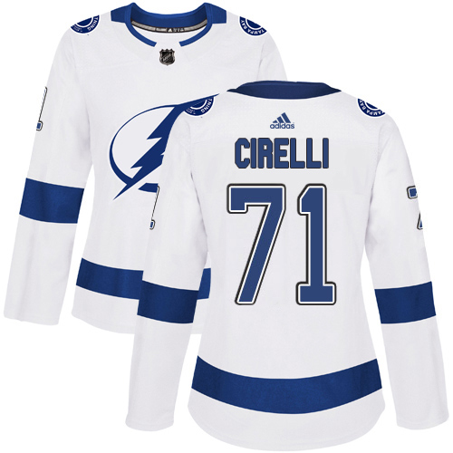 Adidas Lightning #71 Anthony Cirelli White Road Authentic Women's Stitched NHL Jersey