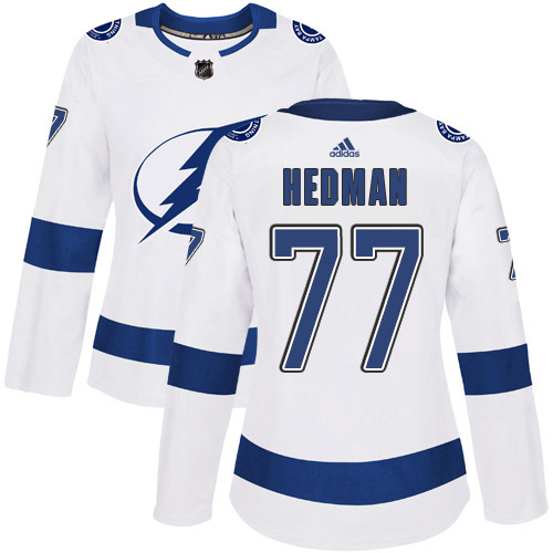 Adidas Lightning #77 Victor Hedman White Road Authentic Women's Stitched NHL Jersey