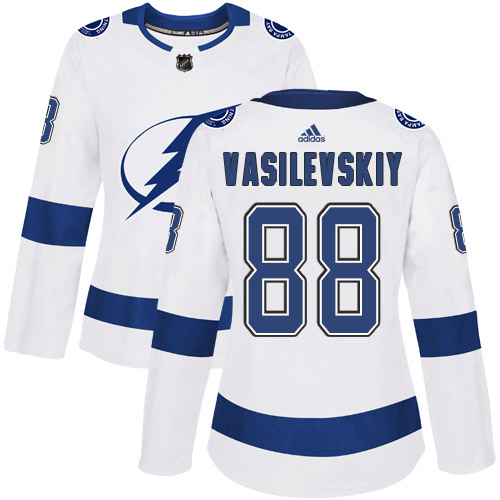 Adidas Lightning #88 Andrei Vasilevskiy White Road Authentic Women's Stitched NHL Jersey