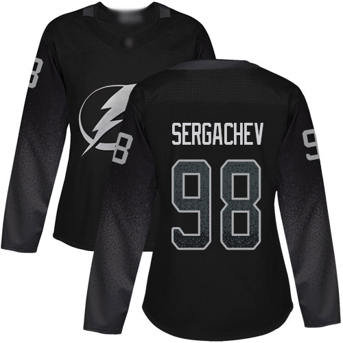Adidas Lightning #98 Mikhail Sergachev Black Alternate Authentic Women's Stitched NHL Jersey Adidas Lightning #98 Mikhail Sergachev Black Alternate Authentic Women's Stitched NHL Jersey