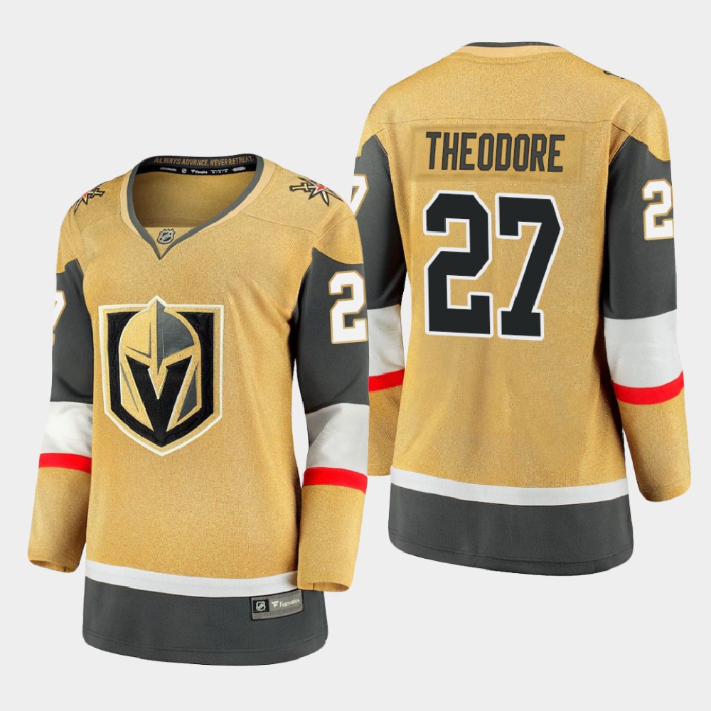 Vegas Golden Knights #27 Shea Theodore Women 2020-21 Player Alternate Stitched NHL Jersey Gold