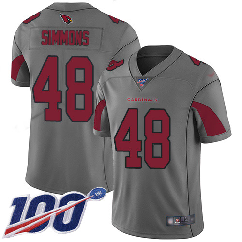 Nike Cardinals #48 Isaiah Simmons Silver Youth Stitched NFL Limited Inverted Legend 100th Season Jersey