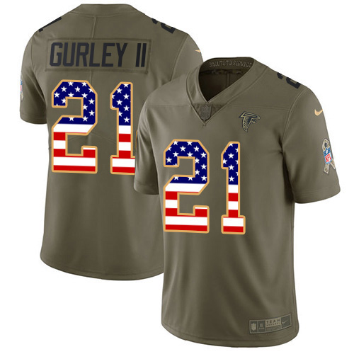 Nike Falcons #21 Todd Gurley II Olive/USA Flag Youth Stitched NFL Limited 2017 Salute To Service Jersey Nike Falcons #21 Todd Gurley II Olive/USA Flag Youth Stitched NFL Limited 2017 Salute To Service Jersey