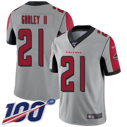 Nike Falcons #21 Todd Gurley II Silver Youth Stitched NFL Limited Inverted Legend 100th Season Jersey