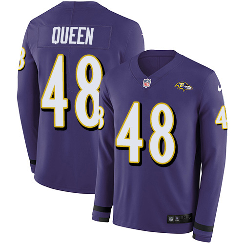 Nike Ravens #48 Patrick Queen Purple Team Color Youth Stitched NFL Limited Therma Long Sleeve Jersey