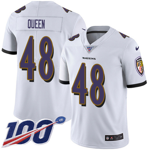 Nike Ravens #48 Patrick Queen White Youth Stitched NFL 100th Season Vapor Untouchable Limited Jersey
