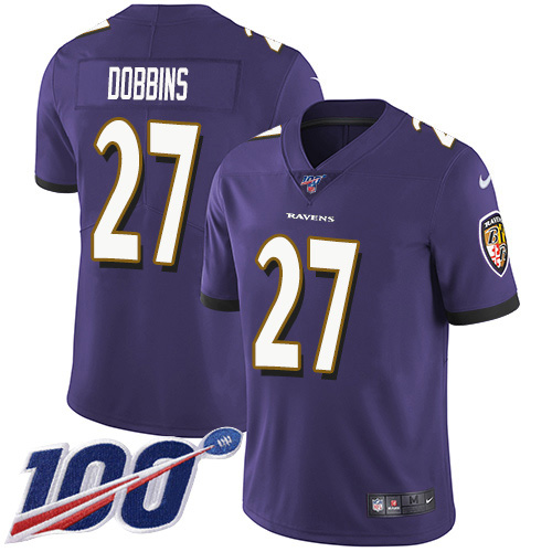 Nike Ravens #27 J.K. Dobbins Purple Team Color Youth Stitched NFL 100th Season Vapor Untouchable Limited Jersey Nike Ravens #27 J.K. Dobbins Purple Team Color Youth Stitched NFL 100th Season Vapor Untouchable Limited Jersey