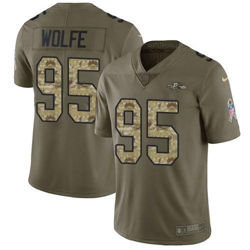 Nike Ravens #95 Derek Wolfe Olive/Camo Youth Stitched NFL Limited 2017 Salute To Service Jersey