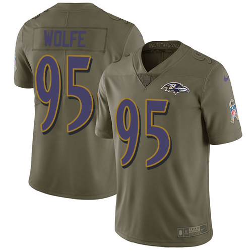 Nike Ravens #95 Derek Wolfe Olive Youth Stitched NFL Limited 2017 Salute To Service Jersey