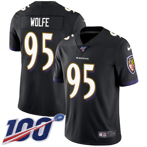 Nike Ravens #95 Derek Wolfe Black Alternate Youth Stitched NFL 100th Season Vapor Untouchable Limited Jersey